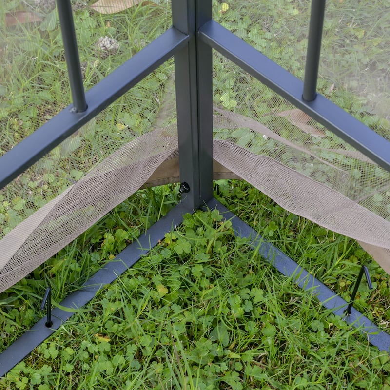 Outsunny 10-foot Square Steel Outdoor Garden Gazebo with Mesh Curtains