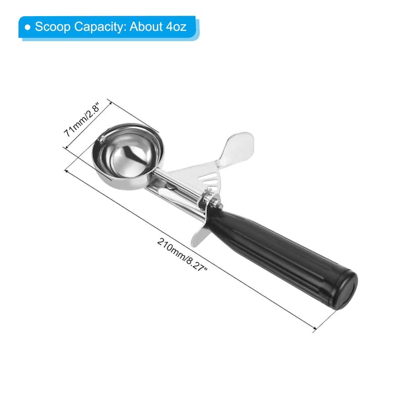 1 Ounce Ice Cream Scoop with Trigger, Portion Cookie Scoop, Black - Black