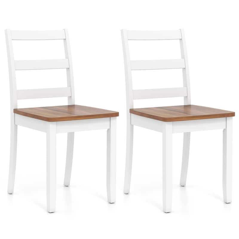 Set of 2 Wood Dining Chairs with Solid Rubber Wood Legs - 16" x 16" x 33.5"