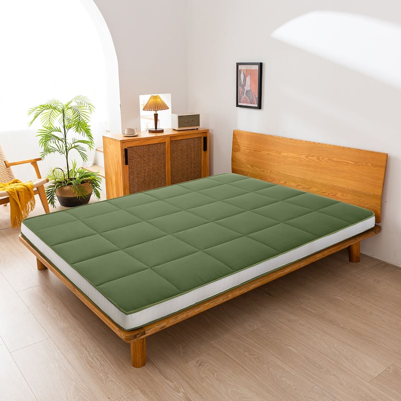 6-IN Thick Floor Futon Mattress,Topper Mattress Pad - Green - Twin