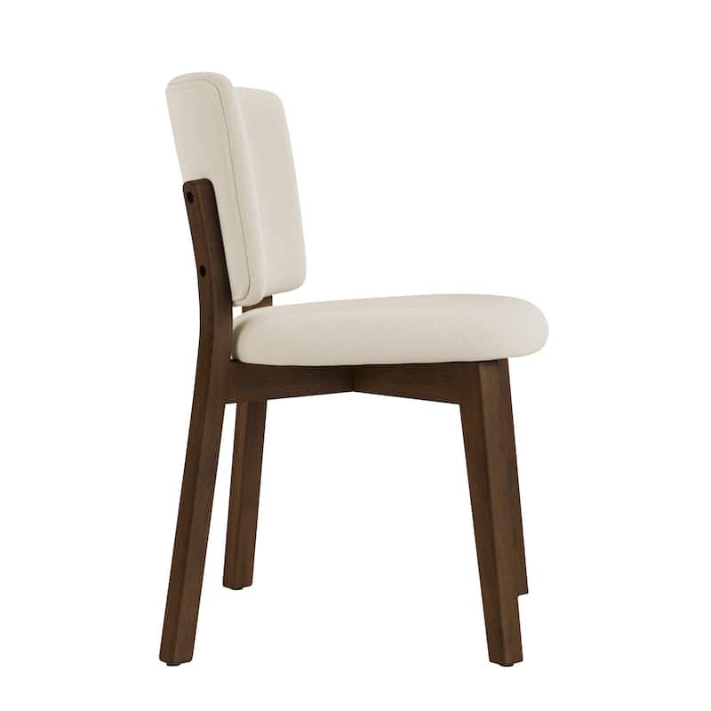Wooden Dining Chairs with Back Set of 2/4, Modern Fabric Upholstered Kitchen Chairs in Flaxen for Kitchen Dining Living Room.