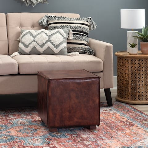 Marin Leather Square Ottoman