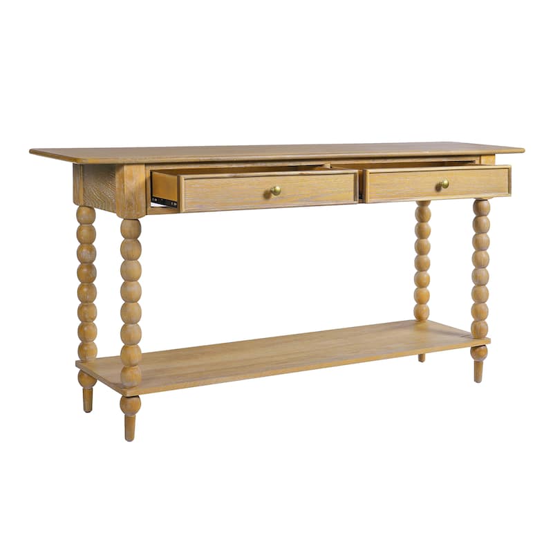 Christopher Knight Home - Duvall Retro Wood Console Table with Artistic Column Details