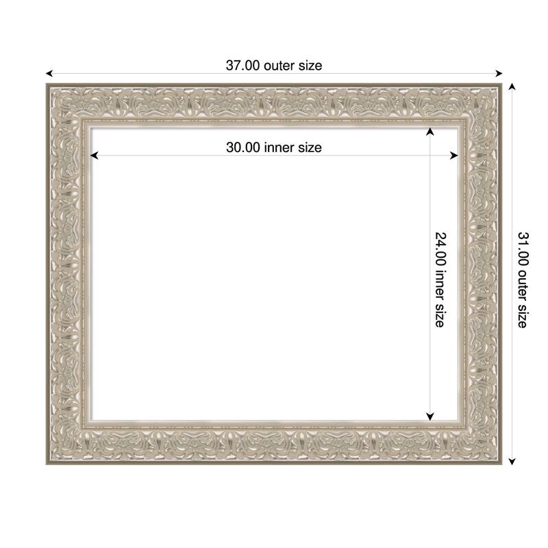 Luxe Framed Dry Erase Magnetic Board - 37 x 31 in - Luxe Silver Cream