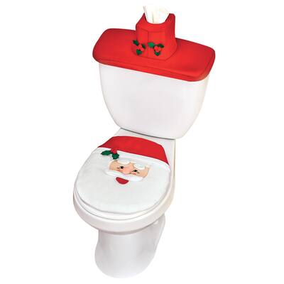 Jolly Santa Claus Decorative Toilet Cover Set - Red - 16.9 x 0.19 x 13.8