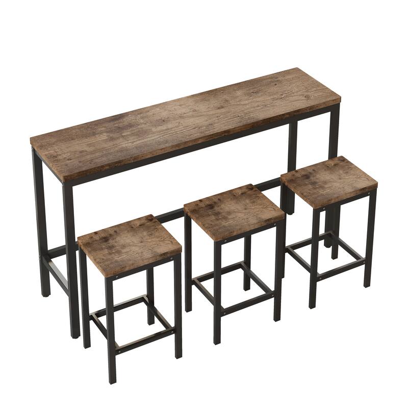 Modern Design Kitchen Dining Table Set with 3 Stools