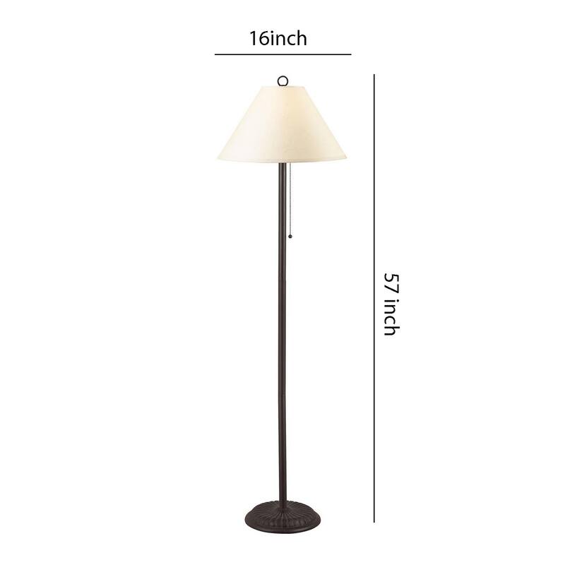 Metal Floor Lamp with Pull Chain Switch and Paper Shade, Off White and Black