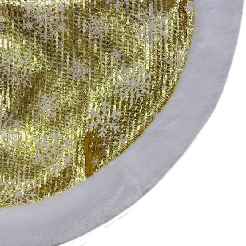 20-Inch Gold White Metallic Snowflake Print Mini Christmas Tree Skirt