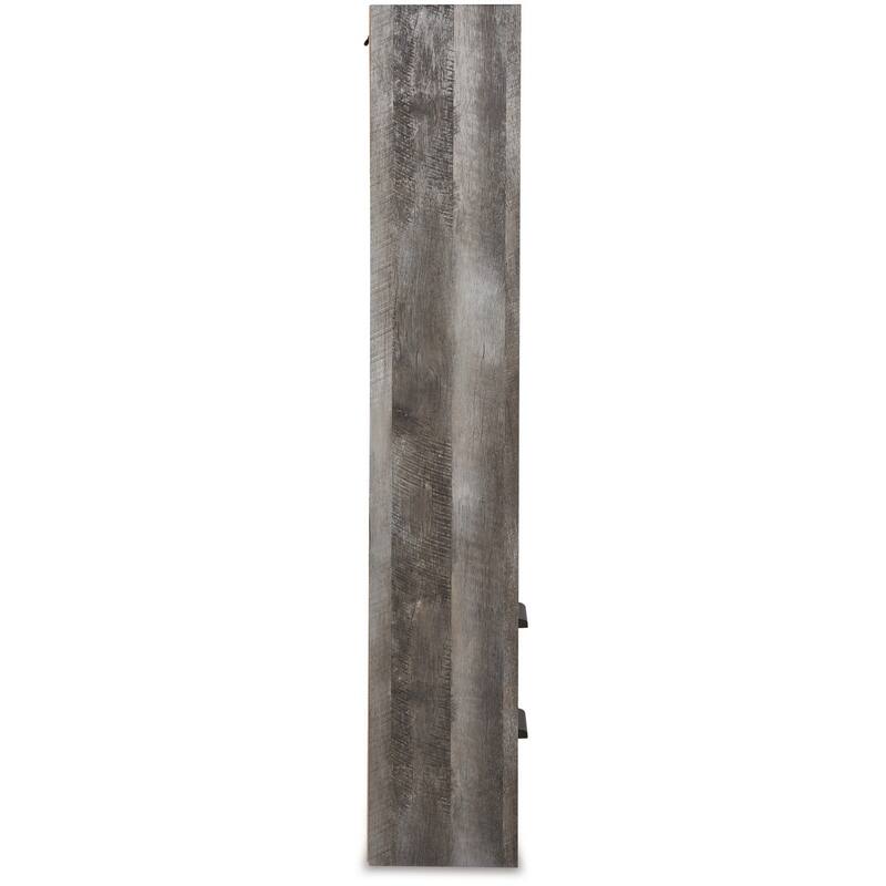 72 Inch Side Pier, 2 Glass Shelves, 2 Bottom Drawers, Rustic Gray Finish