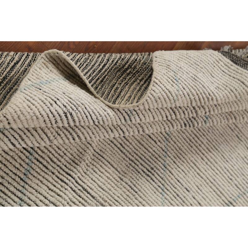 All-Over Trellis Moroccan Modern Area Rug Hand-Knotted Wool Carpet - 6'11"x 10'10"