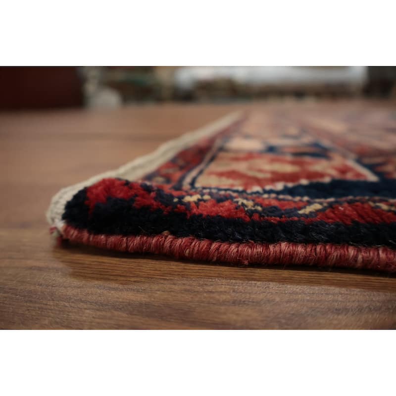 Hand Knotted Oriental 100% Wool Carpet Traditional Floral Navy Blue & Blues Lilian Runner Rug - 15' 10'' X 3' 5''