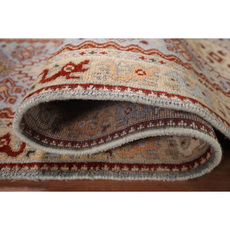 Light Blue Khotan Indian Runner Rug Handmade Wool Carpet - 2'7"x 11'11"