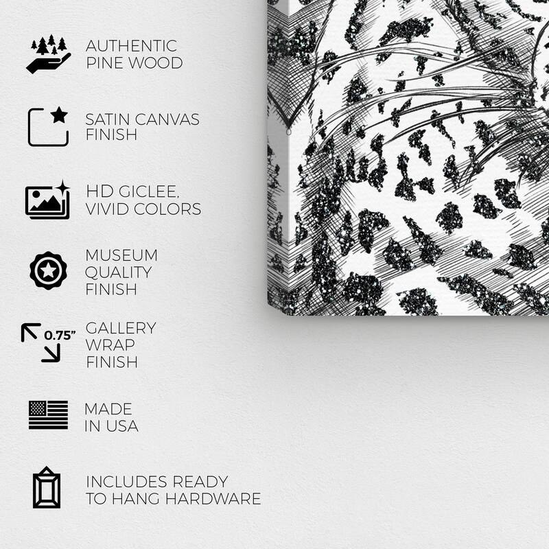 Wynwood Studio Canvas Animals Glitter Stripes Leopard Black White and Metallic Gray Modern & Contemporary Wall Art Canvas Print