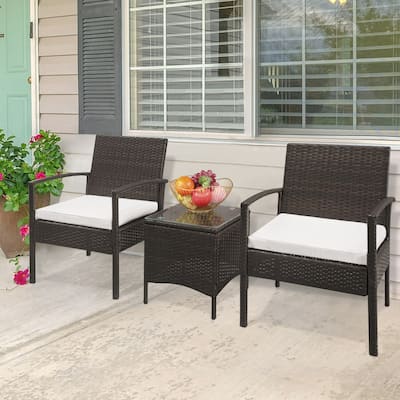Amelia Patio Porch Bistro Set PE Rattan Chairs with Cushions by Havenside Home