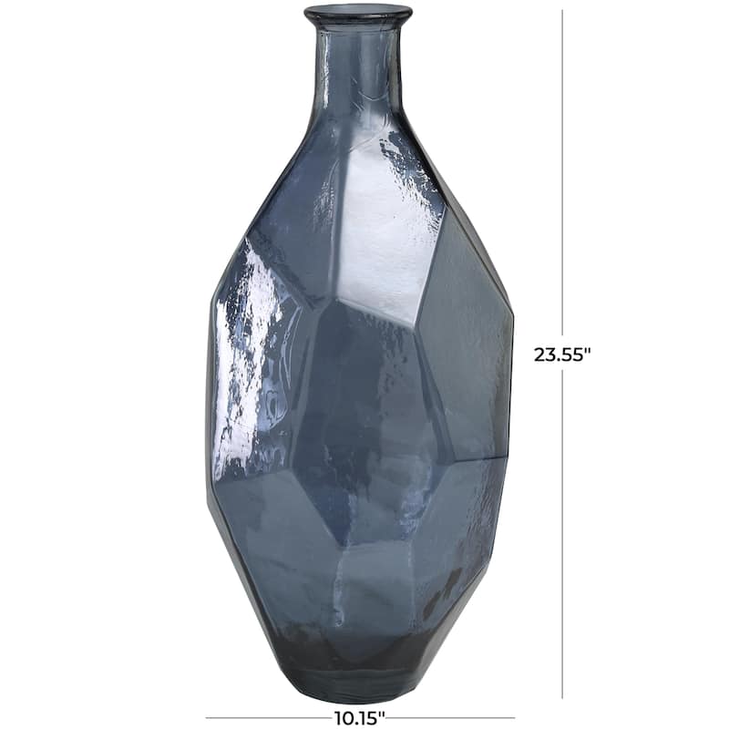 Recycled Glass Handmade Tall Spanish Bottleneck Decorative Vase - Blue, Teal, Clear - Roche River Decor