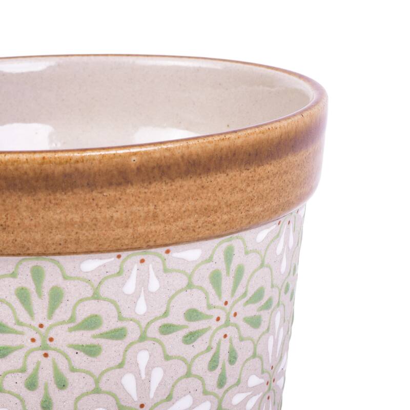 Novica Handmade Green Courtyard Ceramic Flower Pot (5 Inch)