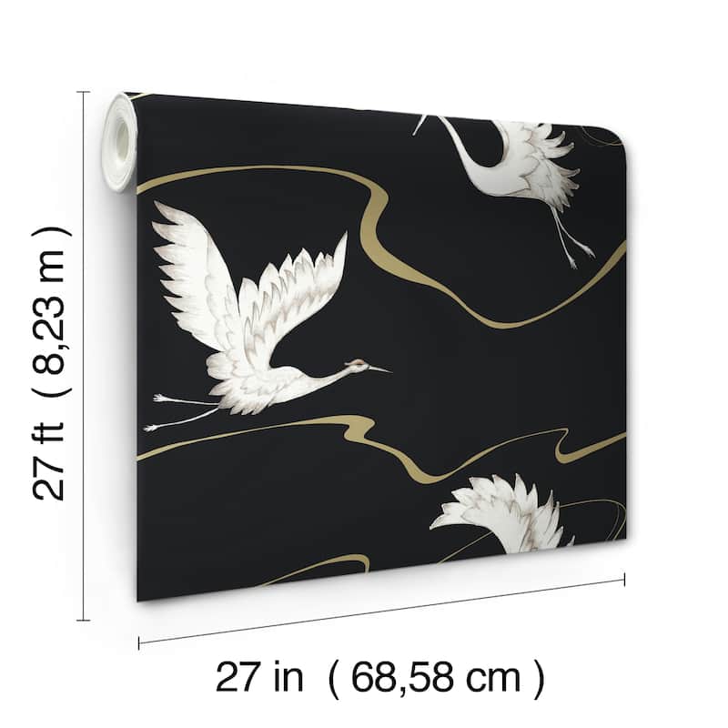 Metz Vinyl Soaring Cranes Wallpaper 27 in x 27 ft = 60.75 sq ft