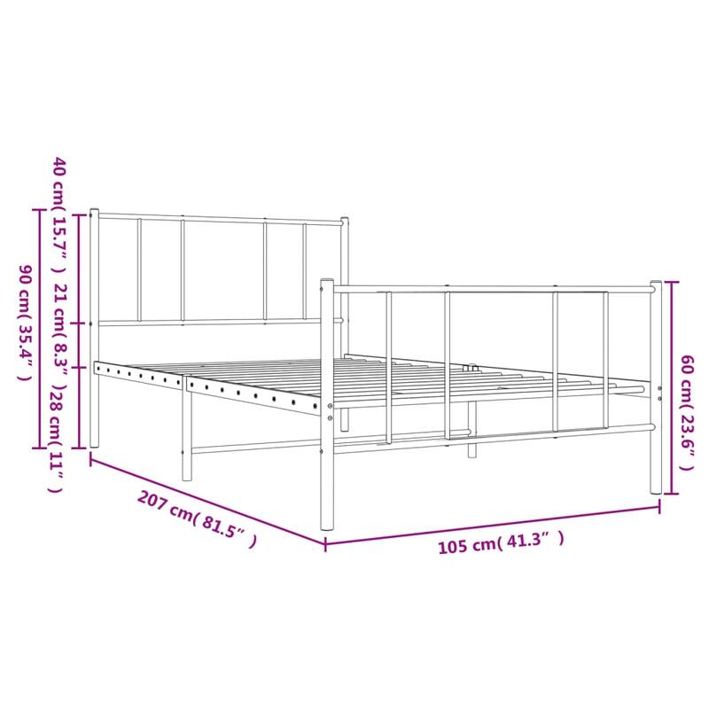vidaXL Metal Bed Frame with Headboard, No Mattress