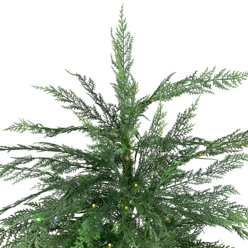 Pre-Lit Medium Weeping Cedar IPT Artificial Christmas Tree - 7.5' - Dual Color LED Lights - 7.5 Foot