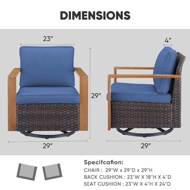 Gymojoy Patio Swivel Rocker Chairs Set of 4 - Brown