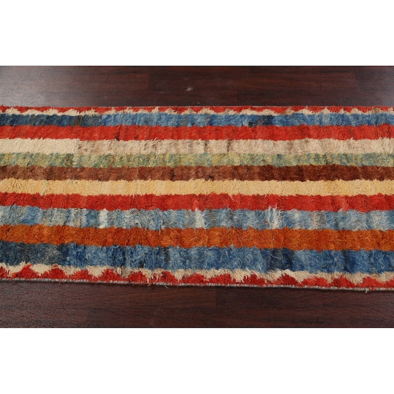 Stripe Moroccan Oriental Hallway Runner Rug Wool Hand-knotted - 2'7" x 9'7"