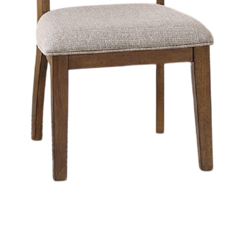 Teby Side Dining Chair Set of 2, Open Ladder Backrest, Light Gray Polyester