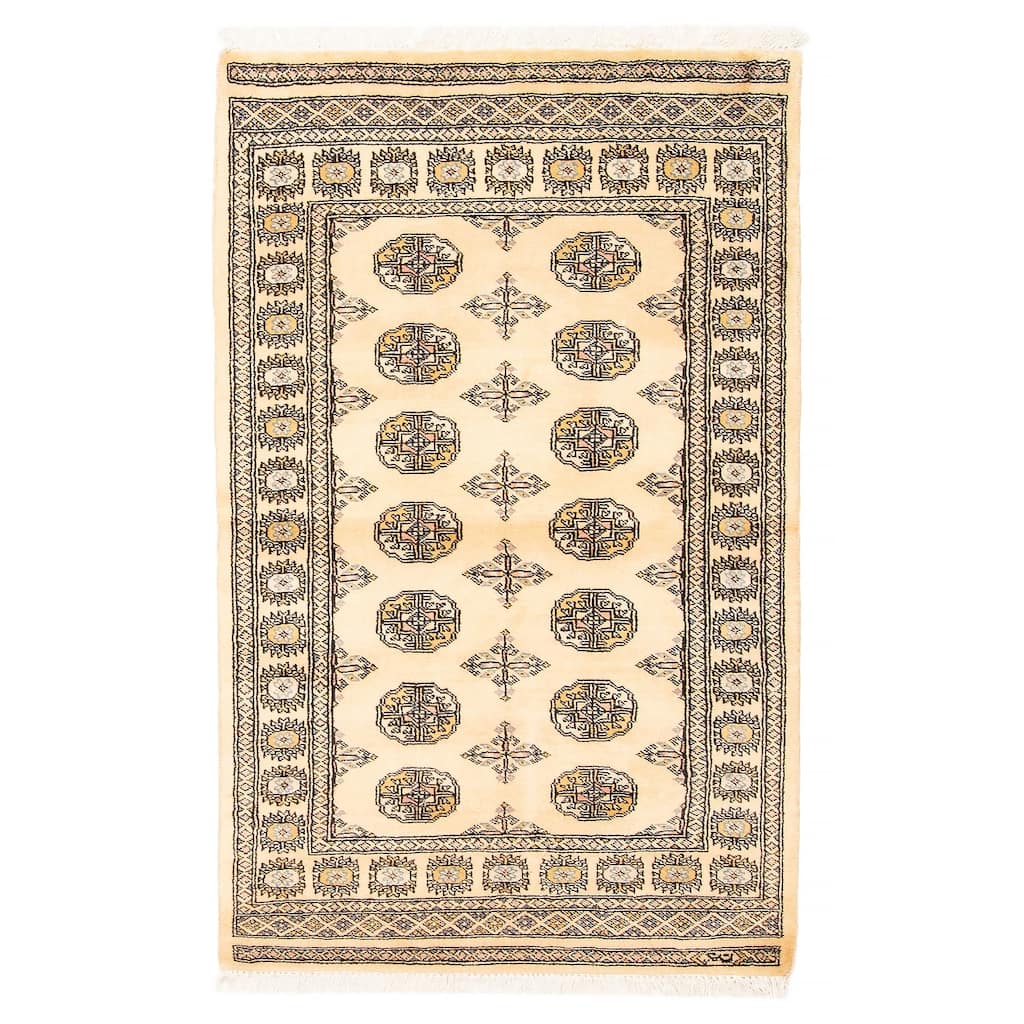 ECARPETGALLERY Hand-knotted Peshawar Bokhara Beige Wool Rug - 3'2 x 5'2