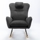 preview thumbnail 12 of 48, Modern Living Room Teddy Fabric Rocking Chair with Pocket and Headrest, Dark Green