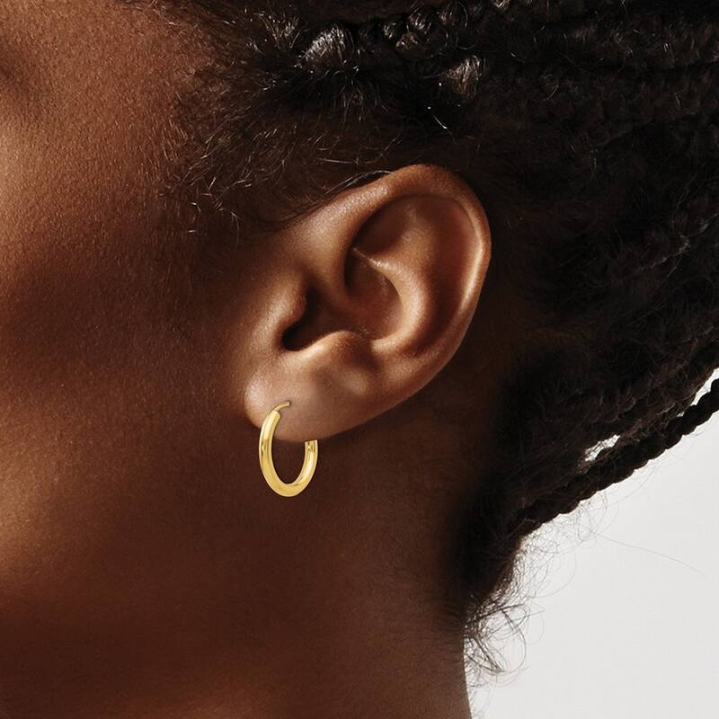 Curata 14k Yellow Gold 2X12mm Polished Round Endless Hoop Earrings