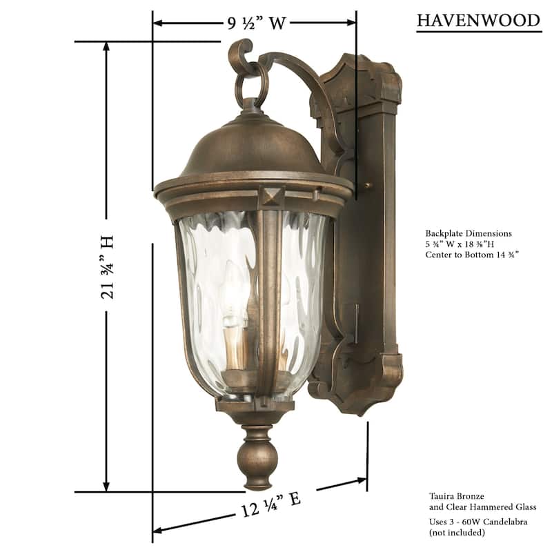 The Great Outdoors Havenwood 3 Light 22" Tall Outdoor Wall Sconce with