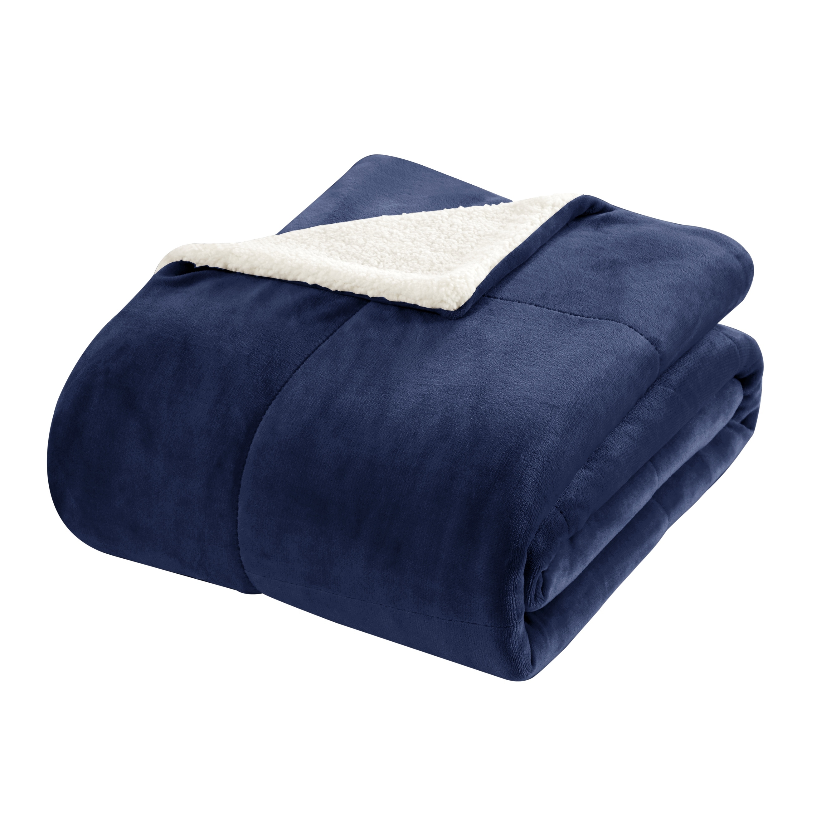 Chic Home Twin XL Ernest 2 Piece Navy Sherpa Blanket On Sale