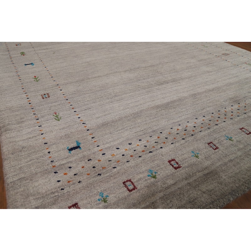 Tribal Gray Gabbeh Oriental Area Rug Handmade Wool Carpet - 5'3"x 7'7"