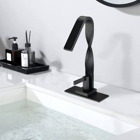 BATHLET Modern Single Hole Bathroom Faucet with Deckplate