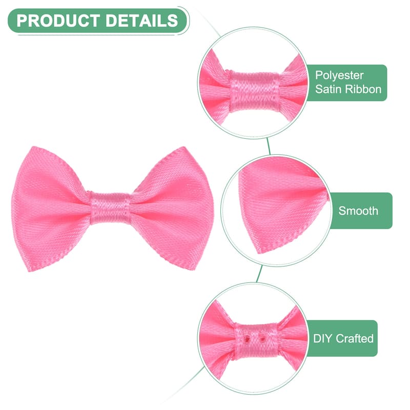 120-Pack Mini Craft Ribbon Bow 1.5x1 Inch for Craft DIY - Light Rose Red