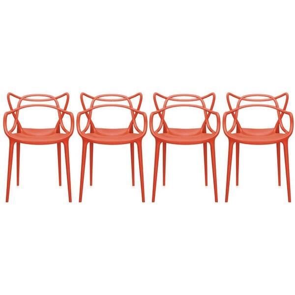 Shop 2xhome Set Of 4 Modern Stacking Design Molded Chairs Dining