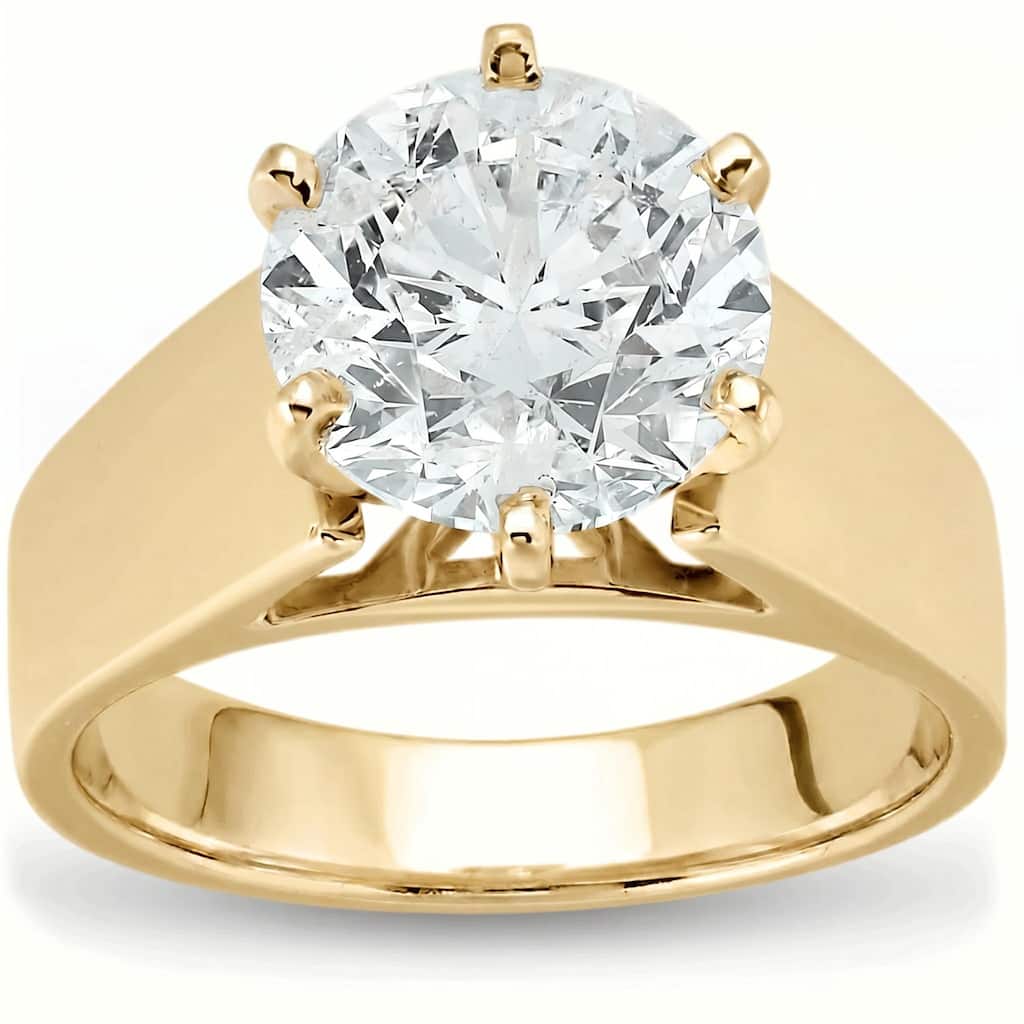 Bliss Diamond Certified 2Ct Round Diamond Solitaire Engagement Ring Yellow Gold Lab Grown