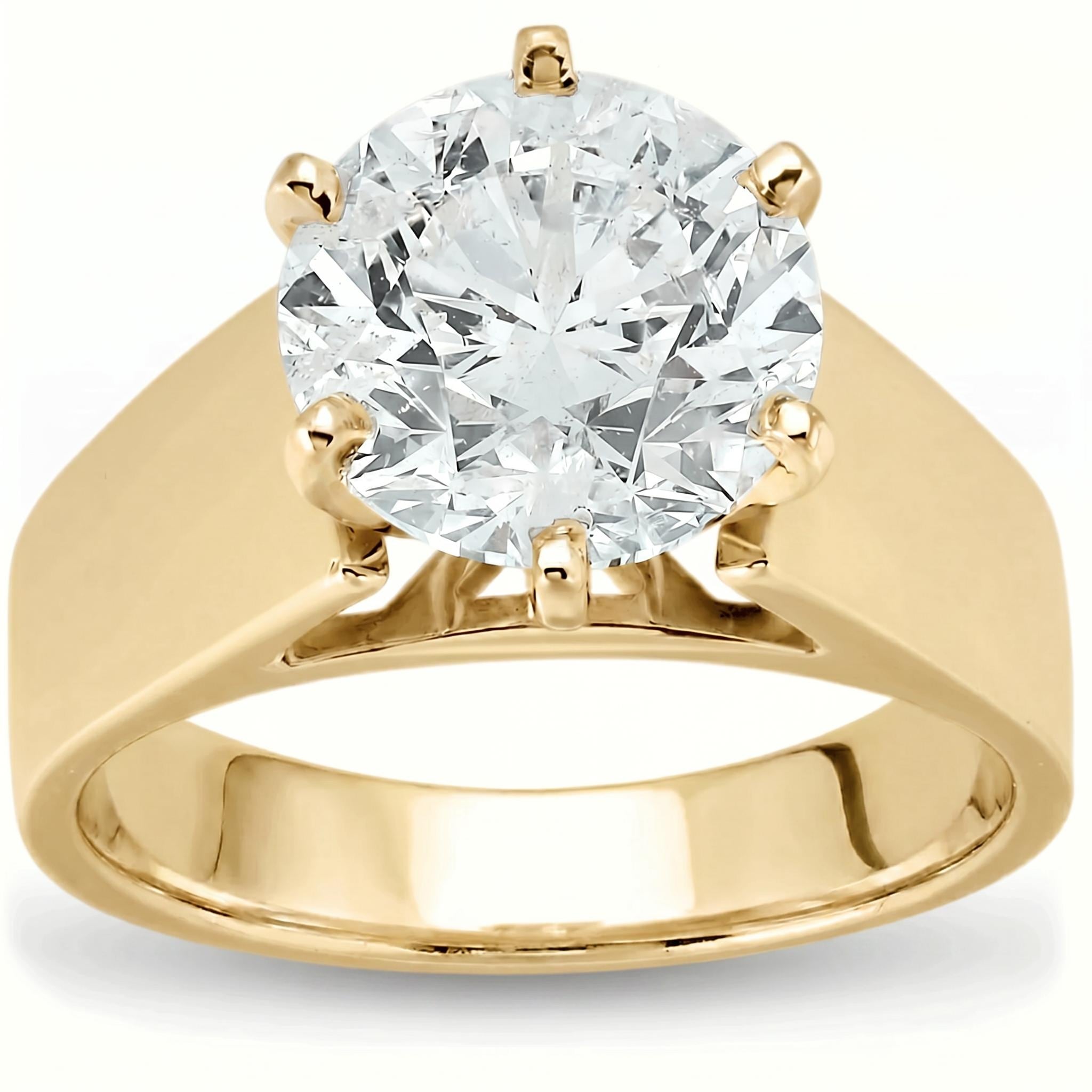 Bliss Diamond Certified 2Ct Round Diamond Solitaire Engagement Ring Yellow Gold Lab Grown