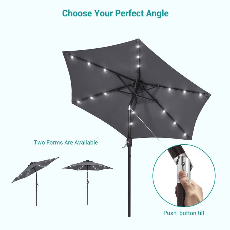 BONOSUKI 7.5ft LED Patio Umbrella Table Umbrellas,with Tilt and Crank