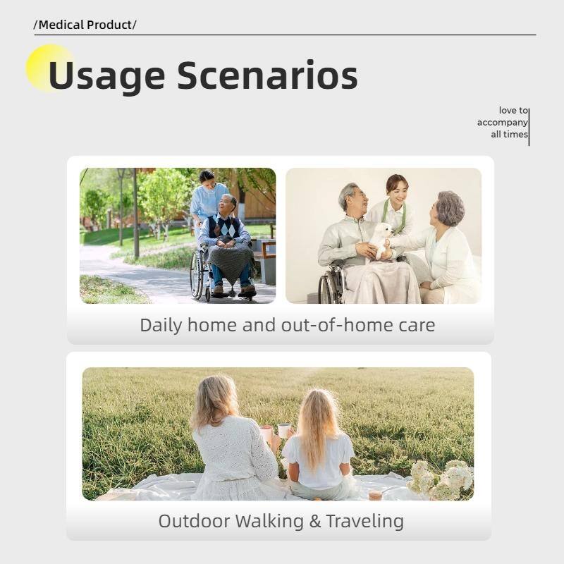 Aluminum Foldable Lightweight Adult Wheelchair, 18" Seat with Front and Rear Locking Hand Brakes, 22" Rear Wheels