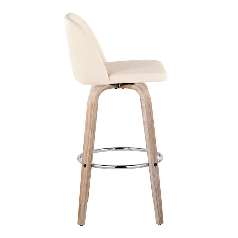 The Gray Barn Vallberga 30" Fixed-Height Bar Stool with White Washed Wood Base (Set of 2)