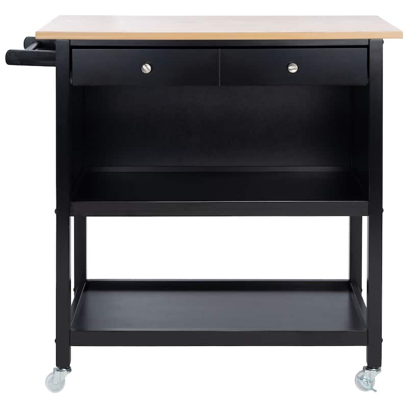 SAFAVIEH Daley 1-Drawer 2-Shelf Kitchen Bar Cart with Wheels - 39"W x 18"D x 36"H