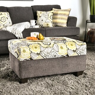 Furniture of America Adeline Grey Chenille Patterned Cocktail Ottoman Bed Bath Beyond 22966692