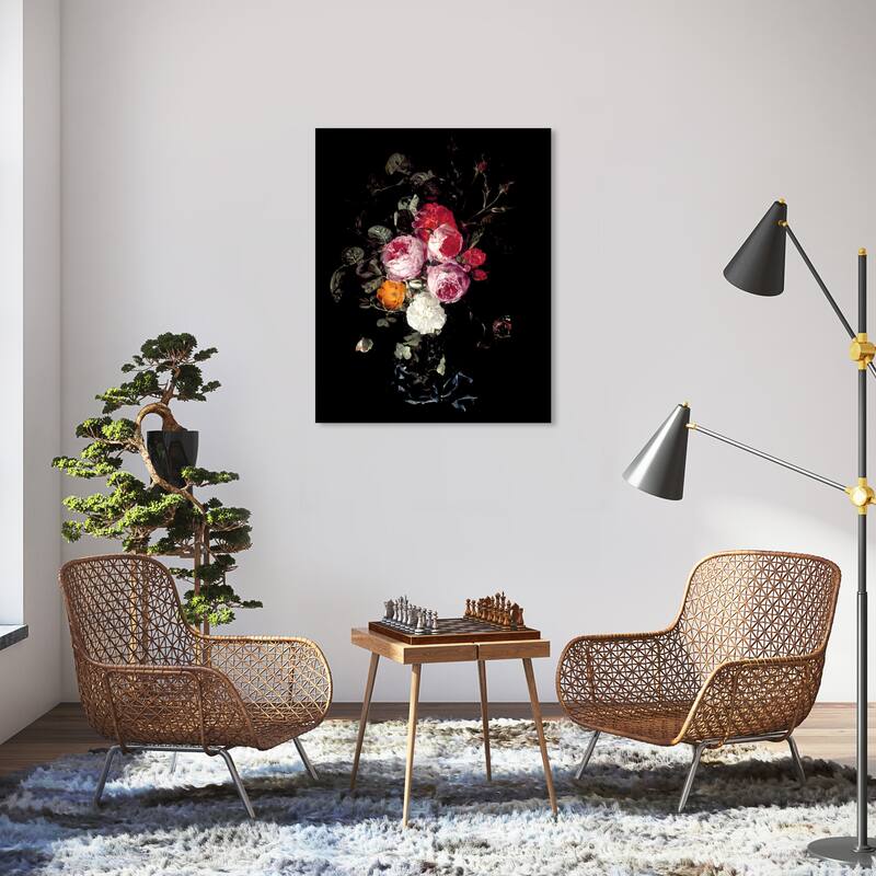 Wynwood Studio Canvas Floral and Botanical Christian Luycks - A Festoon of Roses Pink and Traditional Wall Art Canvas Print - 36 x 30