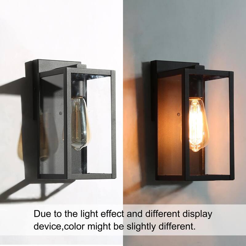 Bern Modern 1-Light Matte Black Glass Outdoor Wall Sconces - Matte Black - L 5"x W 6"x H 11"