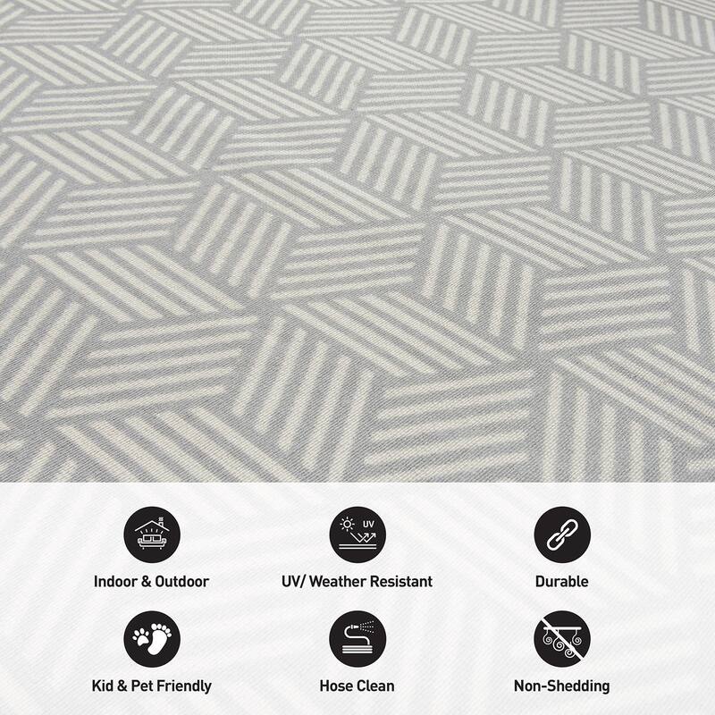 Contemporary Geometric Cubes Indoor/Outdoor Area Rug