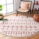 preview thumbnail 46 of 117, SAFAVIEH Berber Fringe Shag Leatha Trellis Rug 6'7" Round - Ivory/Rust - Round