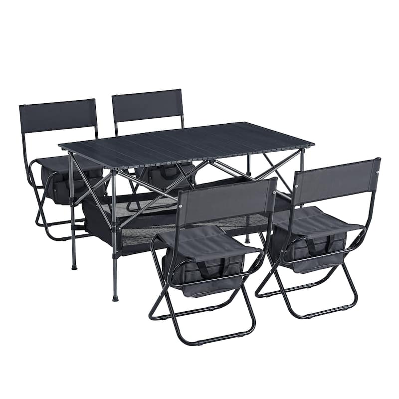 Set of 5, Folding Outdoor Table and Chair Set