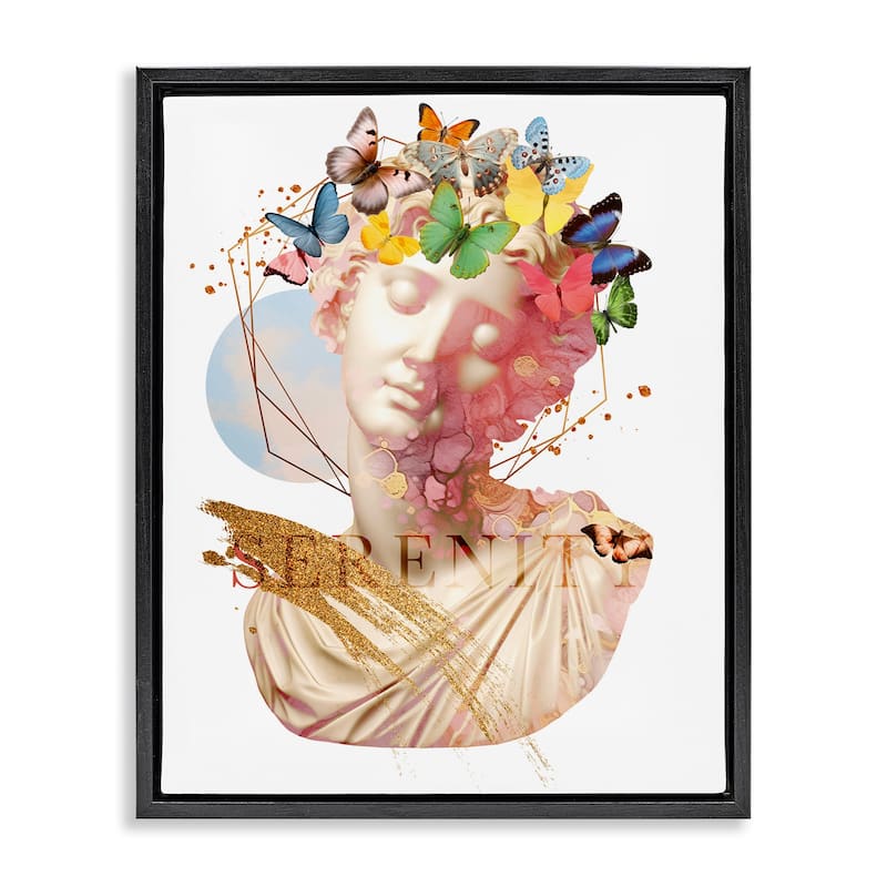 Stupell Serenity Statue Collage Framed Floater Canvas Wall Art Design By Susan Arnot - 17 x 21 - Black