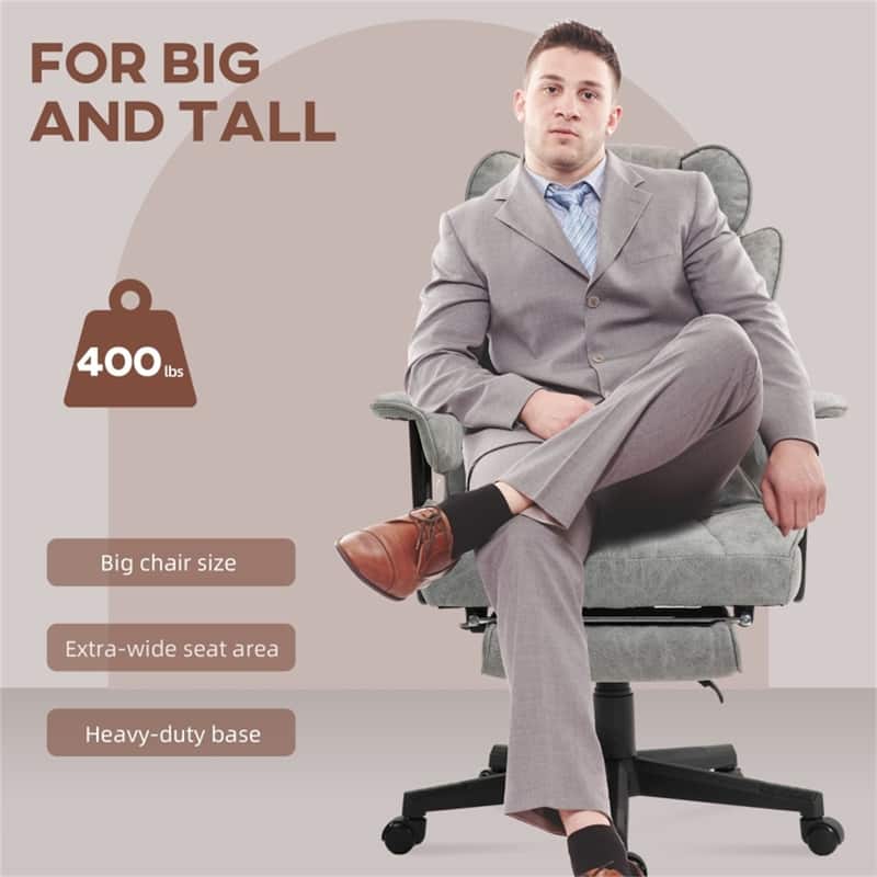 Comfortable Adjustable Height Office Chair with Vibration Massage and Heating Lumbar Support Footrest