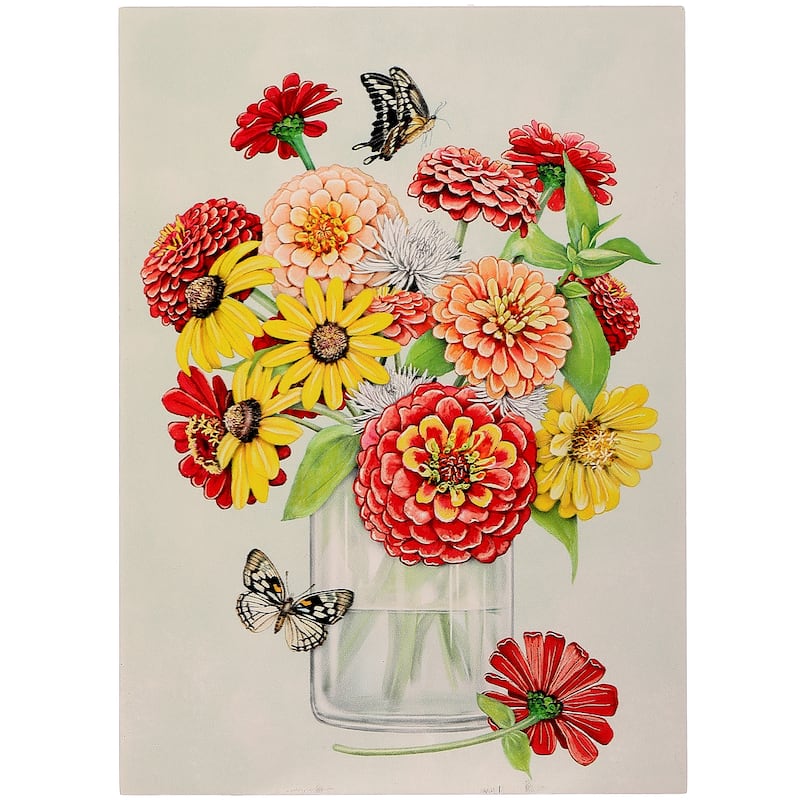 10" MDF Summer Zinnia Block Art